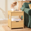 SoBuy sovrum sängbord med 2 lådor i trälook Avlastningsbord FRG258-N