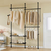 SoBuy FRG34-II-SCH Stabil och justerbar klädställning – Teleskopisk garderob med hyllor och krokar, Öppen klädhängare för sovrum eller walk-in closet, Svart