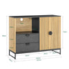 SoBuy FSB103-N Kökskåp Sideboard Byrå med mikrovågsfack (Ø6 cm) och jalusidörr – mikrovågsskåp, bufféskåp, multifunktionsskåp för kök & vardagsrum, ek-svart 107×40×85 cm