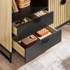SoBuy FSB103-N Kökskåp Sideboard Byrå med mikrovågsfack (Ø6 cm) och jalusidörr – mikrovågsskåp, bufféskåp, multifunktionsskåp för kök & vardagsrum, ek-svart 107×40×85 cm