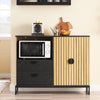 SoBuy FSB103-N Kökskåp Sideboard Byrå med mikrovågsfack (Ø6 cm) och jalusidörr – mikrovågsskåp, bufféskåp, multifunktionsskåp för kök & vardagsrum, ek-svart 107×40×85 cm