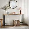 SoBuy FSB19-E Konsolbord – Smalt Sidobord i Metall och Trä, Industriell & Modern Design – Perfekt för Hall, Vardagsrum eller Sovrum – 120x20x65cm, Natur & Svart