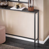 SoBuy FSB19-XL-SCH Smal Konsolbord – Svart Marmorskiva & Metallben, Industriell Stil för Hall, Vardagsrum eller Kontor – 120x20x80 cm