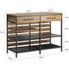 SoBuy FSB85-PF Industriell köksbuffé med öppna hyllor, lådor och vinställ – Förvaringsmöbel med mikrovågsutrymme – för kök, vardagsrum eller hall 120x91x45 cm Brun