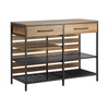 SoBuy FSB85-PF Industriell köksbuffé med öppna hyllor, lådor och vinställ – Förvaringsmöbel med mikrovågsutrymme – för kök, vardagsrum eller hall 120x91x45 cm Brun