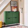 SoBuy FSR100-SY Skoskåp med 4 Fällbara Luckor – Smalt Skåp för Hall eller Korridor, Grön, 100x19x91cm | Stor Kapacitet & Stilren Design