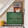 SoBuy FSR100-SY Skoskåp med 4 Fällbara Luckor – Smalt Skåp för Hall eller Korridor, Grön, 100x19x91cm | Stor Kapacitet & Stilren Design