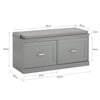 SoBuy FSR131-HG Bänk för Skor med Sittdyna och Förvaring – Modern Skoförvaring med 2 Dörrar, För Hall, Entré eller Sovrum, Grå, 90x34x46 cm