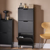 SoBuy FSR151-H-SCH Skoskåp med 3 Luckor, Modern Skohållare, Smalt För Liten Entré eller Hall 50x19x129 cm, Svart