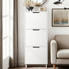SoBuy FSR151-H-W Smal Skohylla med 3 Luckor – Modern Skåp för Hall, Perfekt för Små Entréer eller Korridorer 50x19x129cm Vit