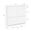SoBuy FSR169-W Skoskåp Skoförvaring Entré Smal Förvaringsmöbel – 4 Fällbara Luckor, 2 Lådor, Platsbesparande, Vit, 98x19x95 cm