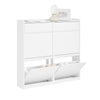 SoBuy FSR169-W Skoskåp Skoförvaring Entré Smal Förvaringsmöbel – 4 Fällbara Luckor, 2 Lådor, Platsbesparande, Vit, 98x19x95 cm