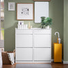 SoBuy FSR169-W Skoskåp Skoförvaring Entré Smal Förvaringsmöbel – 4 Fällbara Luckor, 2 Lådor, Platsbesparande, Vit, 98x19x95 cm
