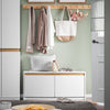 SoBuy FSR171-W Skobänk Hallmöbel Förvaringsbänk för Skor – 2 Fällluckor + Övre Fack + Kapacitet 240 kg – för Hall, Vardagsrum, Sovrum – 104x30x47 cm Vit