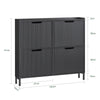 SoBuy FSR177-L-SCH Skohållare för Entré med 4 Fällbara Luckor, Modern Skoskåp, Kompakt Skoförvaring, Smalt Skoskåp för Liten Entré eller Korridor 100x19x91cm Svart