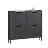 SoBuy FSR177-L-SCH Skohållare för Entré med 4 Fällbara Luckor, Modern Skoskåp, Kompakt Skoförvaring, Smalt Skoskåp för Liten Entré eller Korridor 100x19x91cm Svart