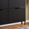 SoBuy FSR177-L-SCH Skohållare för Entré med 4 Fällbara Luckor, Modern Skoskåp, Kompakt Skoförvaring, Smalt Skoskåp för Liten Entré eller Korridor 100x19x91cm Svart