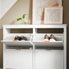 SoBuy FSR186-II-W Smal Skoförvaring med 4 Fällbara Luckor – Stilrent Skoskåp för Hall & Entré, Vit, 104×23×82 cm
