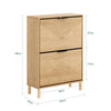 SoBuy FSR200-N Skoskåp smal skoförvaring för hall, skohylla stängd, utrymmesbesparande, för upp till 8 par skor tippskydd, träutseende, B 60 x H88 x D 24 cm
