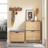 SoBuy FSR200-N Skoskåp smal skoförvaring för hall, skohylla stängd, utrymmesbesparande, för upp till 8 par skor tippskydd, träutseende, B 60 x H88 x D 24 cm