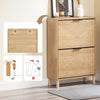 SoBuy FSR200-N Skoskåp smal skoförvaring för hall, skohylla stängd, utrymmesbesparande, för upp till 8 par skor tippskydd, träutseende, B 60 x H88 x D 24 cm