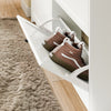 SoBuy FSR208-W smalt skoskåp – smal design för små utrymmen – vit MDF-skohylla med 4 svängdörrar och 2 lådor – rymmer upp till 12 par skor – 100 x 19 x 107 cm