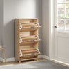 SoBuy FSR213-N smal skoskåp - skoskåp i trä 24 cm brett, stor kapacitet för skor upp till storlek 47, nordisk design, idealisk för hall, entré, familj, färg trä, mått 60x24x120 cm