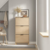 SoBuy FSR213-N smal skoskåp - skoskåp i trä 24 cm brett, stor kapacitet för skor upp till storlek 47, nordisk design, idealisk för hall, entré, familj, färg trä, mått 60x24x120 cm