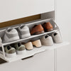 SoBuy FSR220-W Skoställ, skoskåp, smalt 24 cm – nordisk design – fällbart skåp, 12 par + 3 sidor för hall, entré, liten lägenhet, vuxna, vit, 84 × 24 × 122 cm