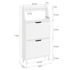 SoBuy FSR221-W Skåp extra platt 19 cm med krokar entré | Förvaring upp till storlek 47, öppen hylla + krokar, perfekt för små lägenheter och kompakta entréer