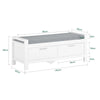 SoBuy FSR74-W Skohylla med Sittbänk – Förvaring med Stängda Lådor och Bekväm Kudde – Skoförvaring för Hall, Vardagsrum eller Sovrum – Vit, 100x40x40 cm