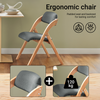 SoBuy FST92-SG Hopfällbar Stol i Trä med Vadderad Sits – Ergonomisk Köks- och Matstol, 47,5 × 59 × 77 cm – Mörkgrå