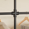 SoBuy KLS19-SCH Väggmonterad klädstång med 4 hängstänger + 4 MDF-hyllor, öppen garderob, lastkapacitet 120 kg för sovrum, 265x48x220 cm, industriell svart