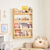 SoBuy KMB08-N Bokhylla barn, vägghylla barnrum, barnhylla, förvaringshylla med 4 hyllor för böcker, leksaker och dekoration, barnrumsmöbler, natur, 80 x 118 x 12 cm