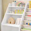 SoBuy KMB119-W Montessori bokhylla barnbarnhylla med tygfickor, 3 hyllor och fiberfickor leksakshylla och förvaring barnrum möbler vit 80 x 80 x 40 cm
