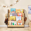 SoBuy KMB32-N Bokhylla barn Montessori barnhylla med 4 förvaringsfack och 2 krokar hylla barnrum leksak förvaring bokram hängande fack natur 91 x 89 x 30 cm