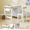 SoBuy KMB60-WN Barnbord med 1 stol, barnstolsgrupp med 1 pappersrullehållare, barnbord, stolset, lekbord och målbord för barnrum, målbord för barn, vitt och natur 80 x 66 x 50 cm