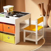 SoBuy Set med 2 stolar, ritbord, vändbart bord, 4 lådor, barnbord KMB75-K-W