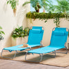 SoBuy Hopfällbar Solstol med Nackkudde – För Trädgård & Balkong | Blå OGS35-B