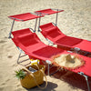 SoBuy 2 x Hopfällbar Solstol med Nackkudde och Justerbart Solskydd – För Trädgård & Balkong | Röd OGS48-Rx2