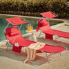SoBuy 2 x Hopfällbar Solstol med Nackkudde och Justerbart Solskydd – För Trädgård & Balkong | Röd OGS48-Rx2