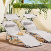 SoBuy 2 x Hopfällbar Solstol med Nackkudde och Justerbart Solskydd – För Trädgård & Balkong | Beige OGS48-MIx2