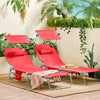 SoBuy Hopfällbar Solstol med Nackkudde och Justerbart Solskydd – För Trädgård & Balkong | Röd OGS48-R