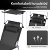 SoBuy Hopfällbar Solstol med Nackkudde och Justerbart Solskydd – För Trädgård & Balkong | Svart OGS48-SCH