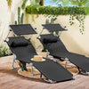 SoBuy 2 x Hopfällbar Solstol med Nackkudde och Justerbart Solskydd – För Trädgård & Balkong | Svart OGS48-SCHx2