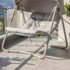 SoBuy OGS62-MI Hängestol Hängesessel Outdoor Gungstol Utomhus Möbler Set Balkongmöbler Trädgårdssäng Solstol Liegestol Hängmatta Gungstol Sittsäck Beige 108x163x126 cm