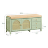 SoBuy FSR129-GR Skoskåp Bänk Skoförvaring Entré med 3 Lådor, Gallerdörrar och Stoppad Dyna, 150 kg, Grön, 100x34x46 cm