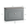 SoBuy FSR82-L-HG Skoskåp för Hall – Skobänk med Fällbar Förvaring och Dyna – Förvaringsbänk för Skor till Hall eller Vardagsrum – 75x24x51 cm, Kapacitet 150 kg, Grå