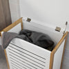 SoBuy FSS66-WN Tvättkorg, tvättlåda, förvaringskorg, smutstvättkorg med lock, klädförvaring för tvättstuga och badrum