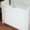 SoBuy FSR40-W Tvättkorg & förvaringsbänk för hallen med avtagbar säck och sittplats – MDF träbänk för hall, badrum, sovrum – vit 50x35x53 cm